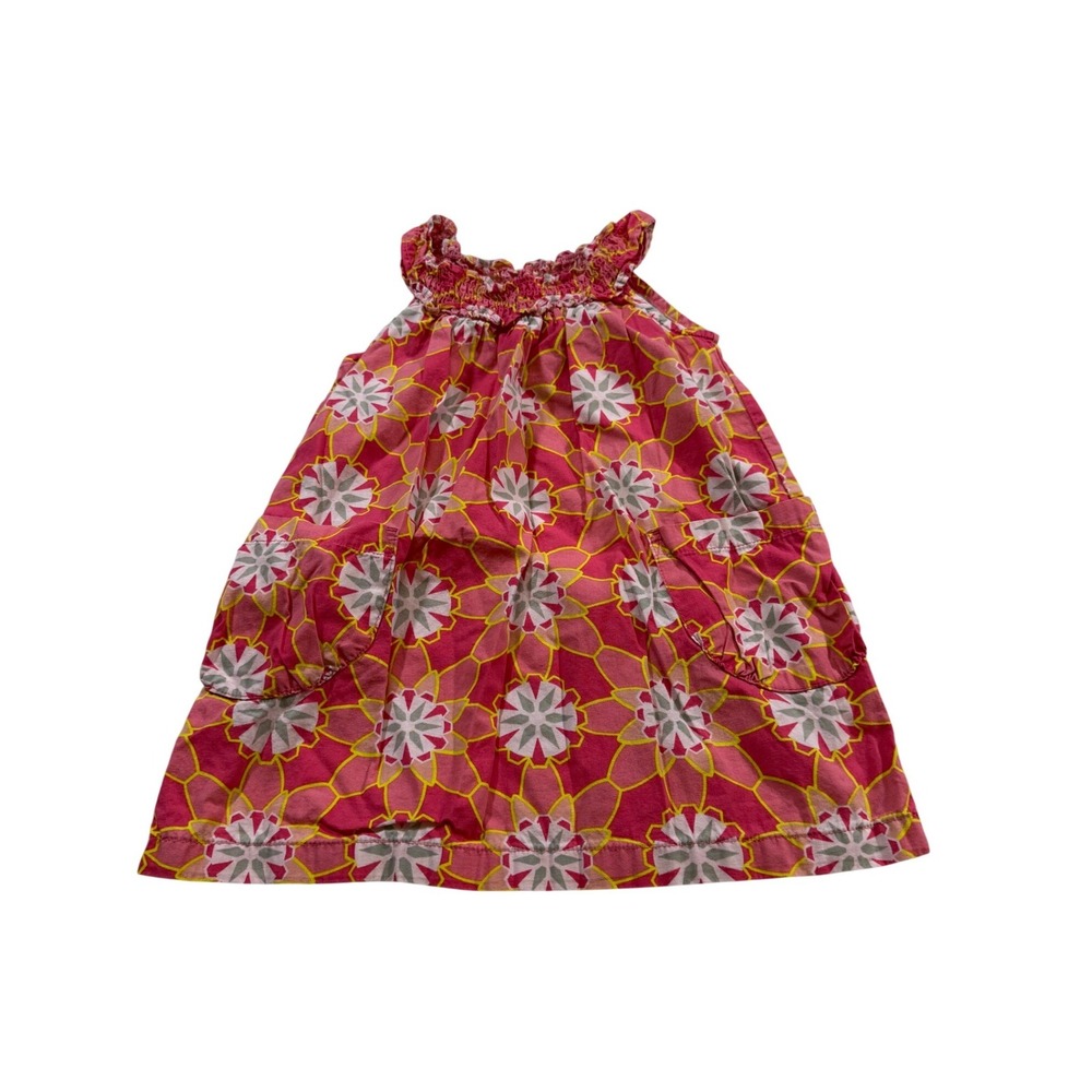 Tea Collection Dress 18-24 mos Pink Floral Geometric Smocked Boho Summer Playful